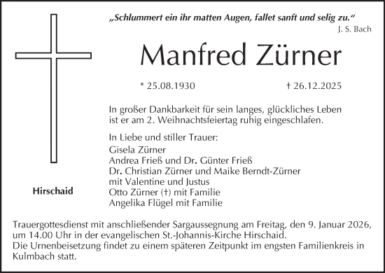 Anzeige von Manfred Zürner von MGO