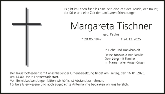 Anzeige von Margareta Tischner von MGO