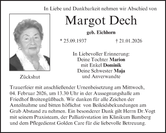 Anzeige von Margot Dech von MGO