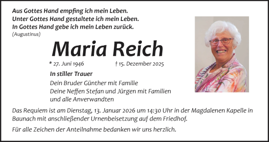 Anzeige von Maria Reich von MGO