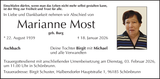Anzeige von Marianne Most von MGO