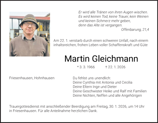 Anzeige von Martin Gleichmann von MGO