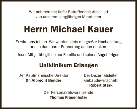Anzeige von Michael Kauer von MGO