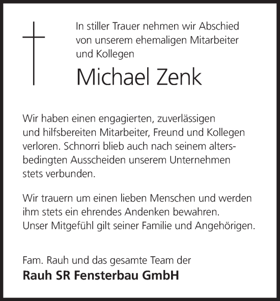 Anzeige von Michael Zenk von MGO