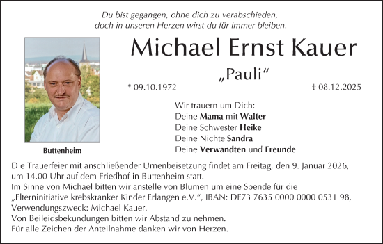 Anzeige von Michael Ernst Kauer von MGO