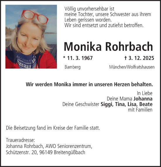 Anzeige von Monika Rohrbach von MGO