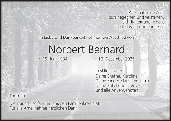 Anzeige von Norbert Bernard von MGO