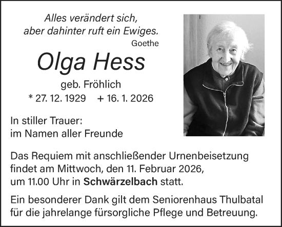 Anzeige von Olga Hess von MGO