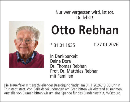 Anzeige von Otto Rebhan von MGO