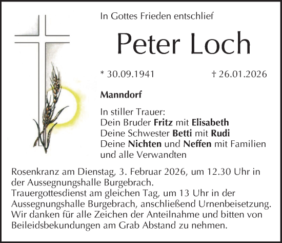 Anzeige von Peter Loch von MGO