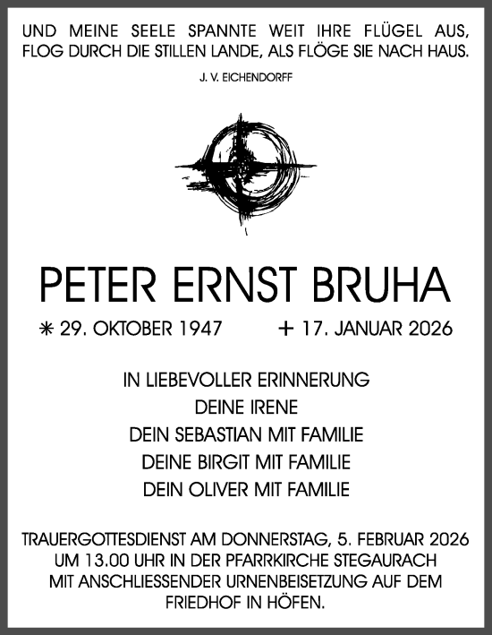 Anzeige von Peter Ernst Bruha von MGO