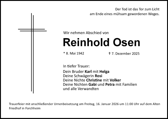 Anzeige von Reinhold Osen von MGO