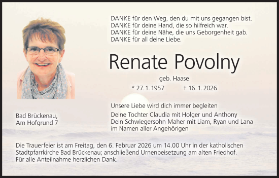 Anzeige von Renate Povolny von MGO