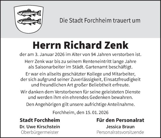Anzeige von Richard Zenk von MGO