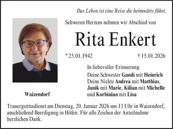 Anzeige von Rita Enkert von MGO