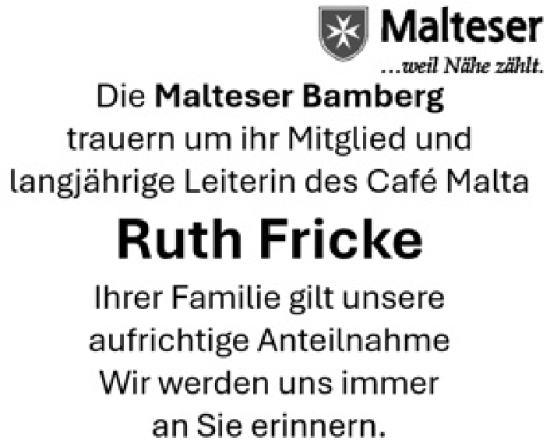 Anzeige von Ruth Fricke von MGO