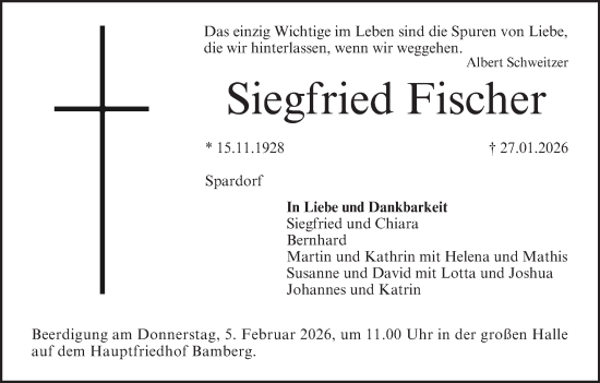 Anzeige von Siegfried Fischer von MGO