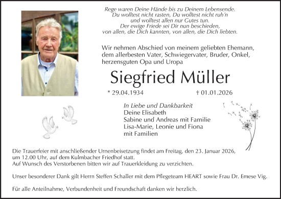 Anzeige von Siegfried Müller von MGO