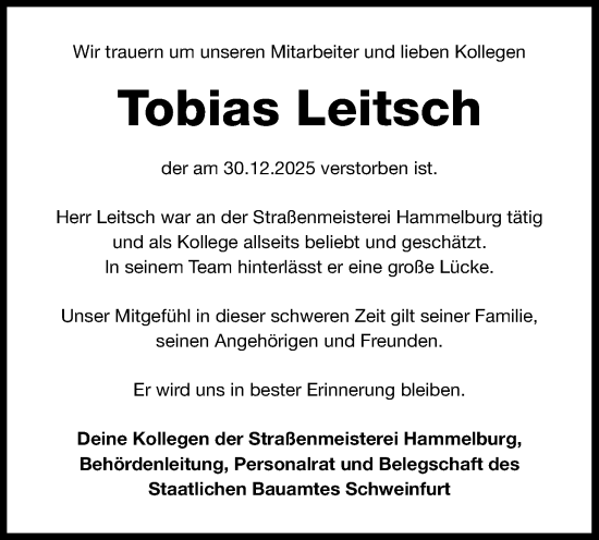 Anzeige von Tobias Leitsch von MGO
