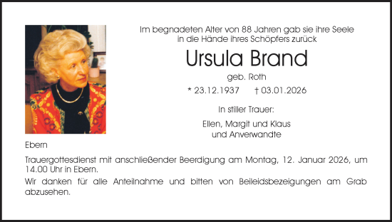 Anzeige von Ursula Brand von MGO