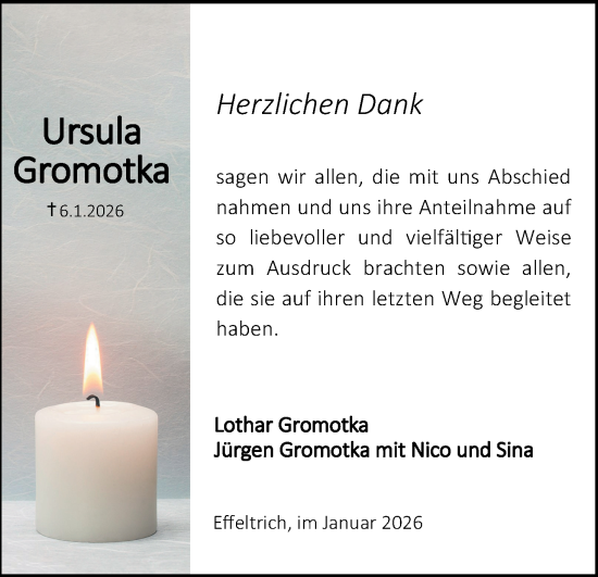 Anzeige von Ursula Gromotka von MGO