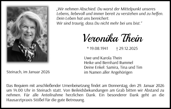 Anzeige von Veronika Thein von MGO