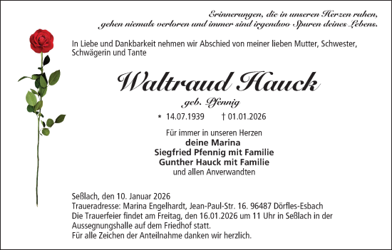 Anzeige von Waltraud Hauck von MGO