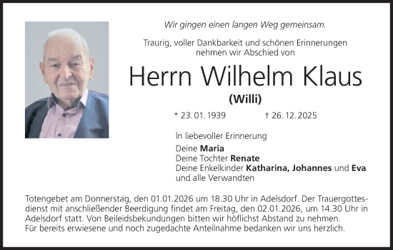 Anzeige von Wilhelm Klaus von MGO