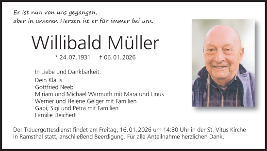 Anzeige von Willibald Müller von MGO