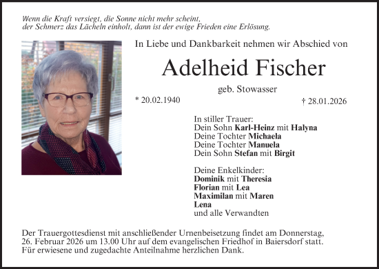 Anzeige von Adelheid Fischer von MGO