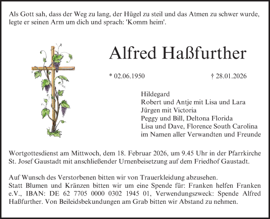Anzeige von Alfred Haßfurther von MGO
