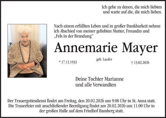 Anzeige von Annemarie Mayer von MGO
