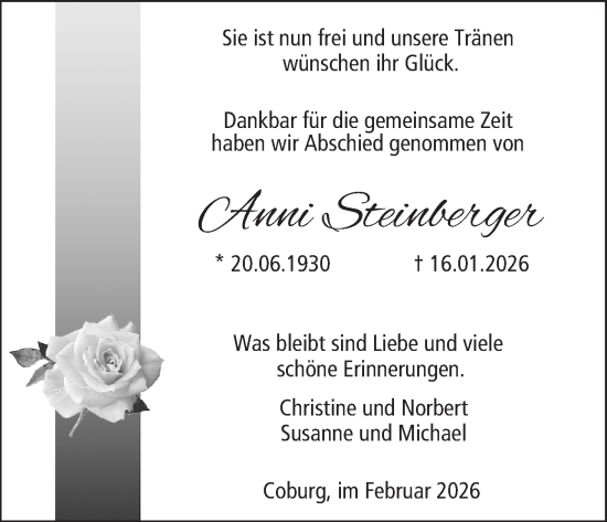 Anzeige von Anni Steinberger von MGO