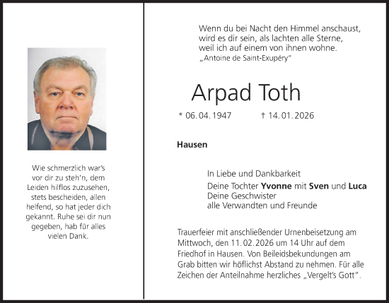 Anzeige von Arpad Toth von MGO