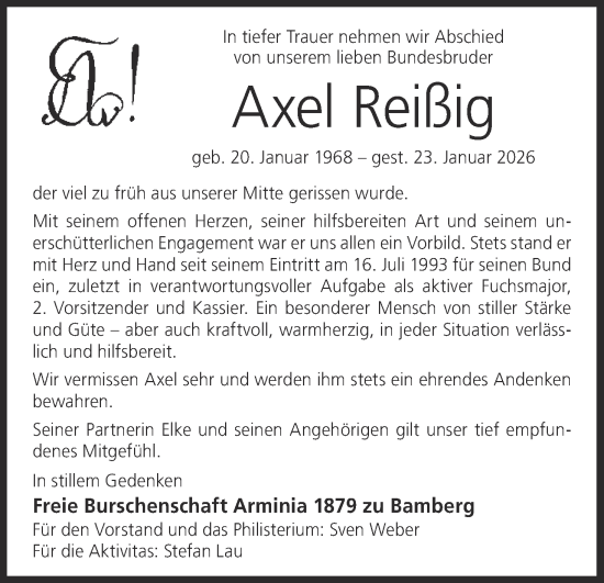 Anzeige von Axel Reißig von MGO