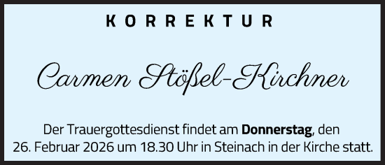 Anzeige von Carmen Stößel-Kirchner von MGO