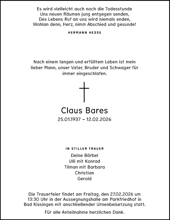 Anzeige von Claus Bares von MGO