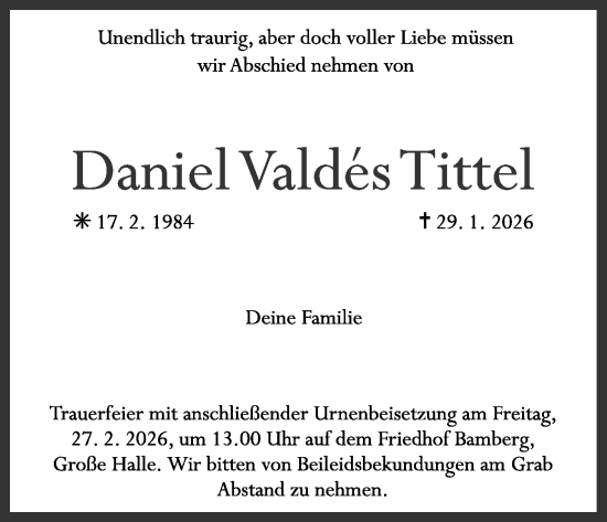 Anzeige von Daniel Valdés Tittel von MGO