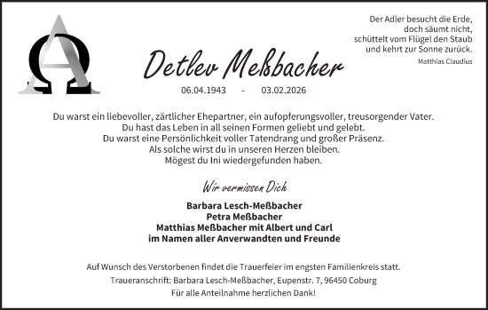 Anzeige von Detlev Meßbacher von MGO