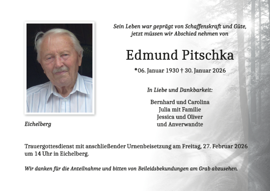 Anzeige von Edmund Pitschka von MGO
