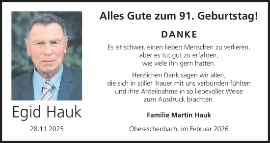 Anzeige von Egid Hauk von MGO
