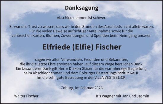 Anzeige von Elfriede Fischer von MGO