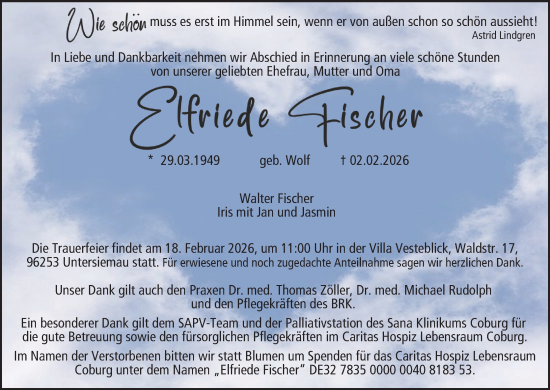 Anzeige von Elfriede Fischer von MGO
