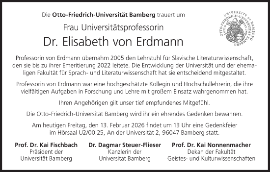 Anzeige von Elisabeth von Erdmann von MGO