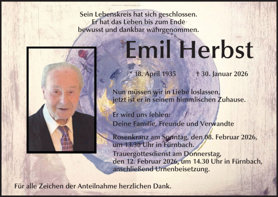 Anzeige von Emil Herbst von MGO