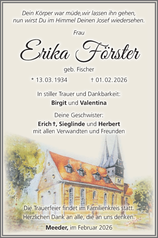 Anzeige von Erika Förster von MGO