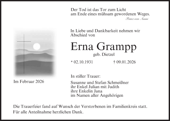Anzeige von Erna Grampp von MGO