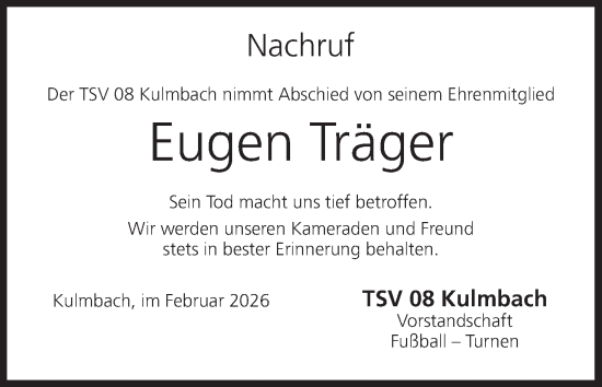 Anzeige von Eugen Träger von MGO