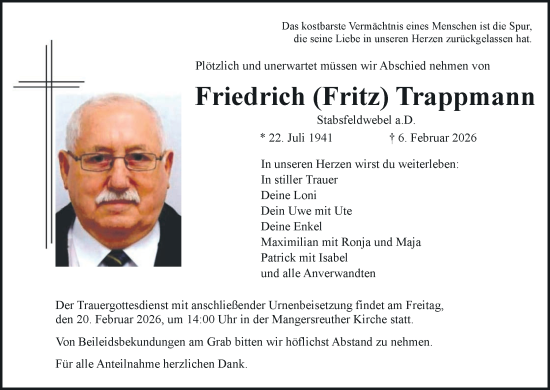 Anzeige von Friedrich Trappmann von MGO