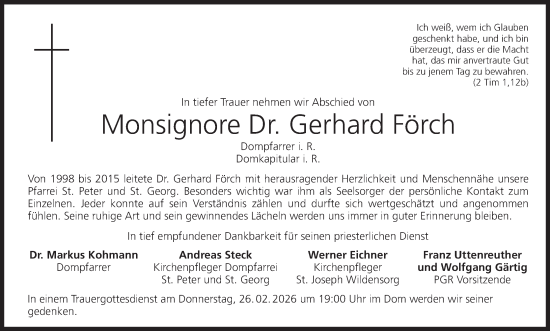 Anzeige von Gerhard Förch von MGO